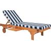 SAFAVIEH Outdoor Collection Newport Natural/ Beige Cushion Built-in Side Table Adjustable Chaise Lounge Chair(Natural / Navy Striped)