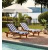 SAFAVIEH Outdoor Collection Newport Natural/ Beige Cushion Built-in Side Table Adjustable Chaise Lounge Chair(Natural / Navy Striped)