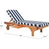 SAFAVIEH Outdoor Collection Newport Natural/ Beige Cushion Built-in Side Table Adjustable Chaise Lounge Chair(Natural / Navy Striped)