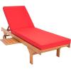 SAFAVIEH Outdoor Collection Newport Natural/ Beige Cushion Built-in Side Table Adjustable Chaise Lounge Chair(Natural / Red)