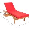 SAFAVIEH Outdoor Collection Newport Natural/ Beige Cushion Built-in Side Table Adjustable Chaise Lounge Chair(Natural / Red)