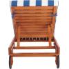 SAFAVIEH Outdoor Collection Newport Natural/ Beige Cushion Built-in Side Table Adjustable Chaise Lounge Chair(Natural / Royal Blue Striped)