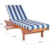 SAFAVIEH Outdoor Collection Newport Natural/ Beige Cushion Built-in Side Table Adjustable Chaise Lounge Chair(Natural / Royal Blue Striped)