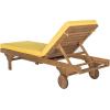 SAFAVIEH Outdoor Collection Newport Natural/ Beige Cushion Built-in Side Table Adjustable Chaise Lounge Chair(Natural / Yellow)