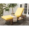 SAFAVIEH Outdoor Collection Newport Natural/ Beige Cushion Built-in Side Table Adjustable Chaise Lounge Chair(Natural / Yellow)