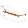 SAFAVIEH Outdoor Collection Nuca Natural Brown Solid Wood/White Legs/White Cushion Chaise Lounge Chair (PAT7084A)