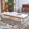 SAFAVIEH Outdoor Collection Nuca Natural Brown Solid Wood/White Legs/White Cushion Chaise Lounge Chair (PAT7084A)