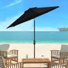 SAFAVIEH Outdoor Collection Ortega Auto Tilt Crank Umbrella(Black)