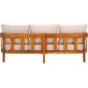 SAFAVIEH Outdoor Collection Owen Natural Teak Solid Wood/Taupe Cushion 3-Seater Sofa