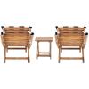 SAFAVIEH Outdoor Collection Pacifica Natural Brown Solid Wood/Navy Cushion 3-Piece Chaise Lounge Set with Table (PAT7020C)(Natural/Navy Stripe)