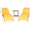 SAFAVIEH Outdoor Collection Pacifica Natural Brown Solid Wood/Navy Cushion 3-Piece Chaise Lounge Set with Table (PAT7020C)(Natural/Yellow)