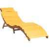 SAFAVIEH Outdoor Collection Pacifica Natural Brown Solid Wood/Navy Cushion 3-Piece Chaise Lounge Set with Table (PAT7020C)(Natural/Yellow)