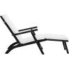 SAFAVIEH Outdoor Collection Palmdale Grey Solid Wood/Navy Cushion Chaise Lounge Chair (PAT7015B)(Black/Beige)