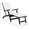 SAFAVIEH Outdoor Collection Palmdale Grey Solid Wood/Navy Cushion Chaise Lounge Chair (PAT7015B)(Black/Beige)