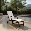 SAFAVIEH Outdoor Collection Palmdale Grey Solid Wood/Navy Cushion Chaise Lounge Chair (PAT7015B)(Black/Beige)