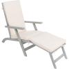 SAFAVIEH Outdoor Collection Palmdale Grey Solid Wood/Navy Cushion Chaise Lounge Chair (PAT7015B)(Grey/Beige)