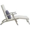 SAFAVIEH Outdoor Collection Palmdale Grey Solid Wood/Navy Cushion Chaise Lounge Chair (PAT7015B)(Grey/Beige Thin Stripe)
