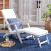 SAFAVIEH Outdoor Collection Palmdale Grey Solid Wood/Navy Cushion Chaise Lounge Chair (PAT7015B)(Grey/Beige Thin Stripe)