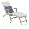 SAFAVIEH Outdoor Collection Palmdale Grey Solid Wood/Navy Cushion Chaise Lounge Chair (PAT7015B)(Grey/Beige Thin Stripe)