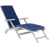 SAFAVIEH Outdoor Collection Palmdale Grey Solid Wood/Navy Cushion Chaise Lounge Chair (PAT7015B)(Grey/Navy)