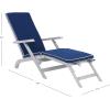SAFAVIEH Outdoor Collection Palmdale Grey Solid Wood/Navy Cushion Chaise Lounge Chair (PAT7015B)(Grey/Navy)