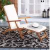 SAFAVIEH Outdoor Collection Palmdale Grey Solid Wood/Navy Cushion Chaise Lounge Chair (PAT7015B)(Natural/Beige)