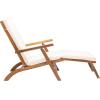 SAFAVIEH Outdoor Collection Palmdale Grey Solid Wood/Navy Cushion Chaise Lounge Chair (PAT7015B)(Natural/Beige)