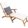 SAFAVIEH Outdoor Collection Palmdale Grey Solid Wood/Navy Cushion Chaise Lounge Chair (PAT7015B)(Natural/Beige Thin Stripe)