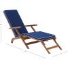 SAFAVIEH Outdoor Collection Palmdale Grey Solid Wood/Navy Cushion Chaise Lounge Chair (PAT7015B)(Natural/Navy)