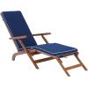 SAFAVIEH Outdoor Collection Palmdale Grey Solid Wood/Navy Cushion Chaise Lounge Chair (PAT7015B)(Natural/Navy)