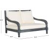 SAFAVIEH Outdoor Collection Pomona Dark Slate Grey Solid Wood/Beige Cushion Lounger Bench Sofa Loveseat (PAT6740K)(Ash Grey / Beige)