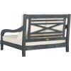 SAFAVIEH Outdoor Collection Pomona Dark Slate Grey Solid Wood/Beige Cushion Lounger Bench Sofa Loveseat (PAT6740K)(Ash Grey / Beige)