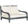 SAFAVIEH Outdoor Collection Pomona Dark Slate Grey Solid Wood/Beige Cushion Lounger Bench Sofa Loveseat (PAT6740K)(Ash Grey / Beige)