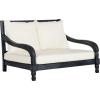 SAFAVIEH Outdoor Collection Pomona Dark Slate Grey Solid Wood/Beige Cushion Lounger Bench Sofa Loveseat (PAT6740K)(Dark Slate Gray / Beige)