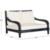 SAFAVIEH Outdoor Collection Pomona Dark Slate Grey Solid Wood/Beige Cushion Lounger Bench Sofa Loveseat (PAT6740K)(Dark Slate Gray / Beige)