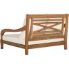SAFAVIEH Outdoor Collection Pomona Dark Slate Grey Solid Wood/Beige Cushion Lounger Bench Sofa Loveseat (PAT6740K)(Natural / Beige)