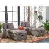 SAFAVIEH Outdoor Collection Pramla Grey Brown/White Cushion Settee with Storage Ottoman (Set of 2) PAT7515C(Grey / Grey)