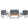 SAFAVIEH Outdoor Collection Randolph Grey/Grey 4-Piece Conversation Patio Set(Grey/Grey)