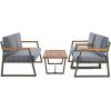 SAFAVIEH Outdoor Collection Randolph Grey/Grey 4-Piece Conversation Patio Set(Grey/Grey)