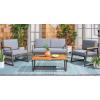 SAFAVIEH Outdoor Collection Randolph Grey/Grey 4-Piece Conversation Patio Set(Grey/Grey)