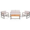 SAFAVIEH Outdoor Collection Randolph Grey/Grey 4-Piece Conversation Patio Set(Grey/Light Grey)