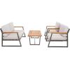 SAFAVIEH Outdoor Collection Randolph Grey/Grey 4-Piece Conversation Patio Set(Grey/Light Grey)