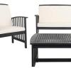 SAFAVIEH Outdoor Collection Rocklin Natural/ Green Cushion 4-Piece Conversation Patio Set(Black/White)