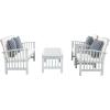 SAFAVIEH Outdoor Collection Rocklin Natural/ Green Cushion 4-Piece Conversation Patio Set(Grey/Beige/Stripe)