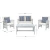 SAFAVIEH Outdoor Collection Rocklin Natural/ Green Cushion 4-Piece Conversation Patio Set(Grey/Beige/Stripe)