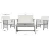 SAFAVIEH Outdoor Collection Rocklin Natural/ Green Cushion 4-Piece Conversation Patio Set(Greywash/Beige)