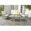 SAFAVIEH Outdoor Collection Rocklin Natural/ Green Cushion 4-Piece Conversation Patio Set(Greywash/Beige)