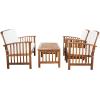 SAFAVIEH Outdoor Collection Rocklin Natural/ Green Cushion 4-Piece Conversation Patio Set(Natural/Beige)