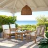 SAFAVIEH Outdoor Collection Rocklin Natural/ Green Cushion 4-Piece Conversation Patio Set(Natural/Beige)