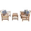 SAFAVIEH Outdoor Collection Rocklin Natural/ Green Cushion 4-Piece Conversation Patio Set(Natural/Beige/Thinstripe)